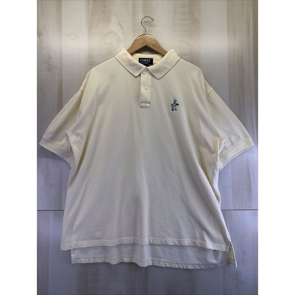 Vintage La Mode Mens Ivory Golf Polo Short Sixe XXL Made In USA-6307